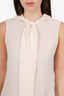 Moschino Couture White Silk Sleeveless Blouse With Hood Size 6