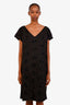 Boutique Moschino Black Floral Embroidered Midi Dress Size 14