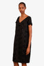 Boutique Moschino Black Floral Embroidered Midi Dress Size 14
