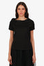 Fabiana Filippi Black Cotton Cold-Shoulder Beaded Detail T-Shirt Size 40