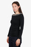 Fabiana Filippi Black Cotton Ribbed Off-Shoulder Beaded Top Size 38