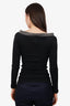 Fabiana Filippi Black Cotton Ribbed Off-Shoulder Beaded Top Size 38