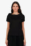 Fabiana Filippi Black Cotton Cold-Shoulder Beaded Detail T-Shirt Size 42