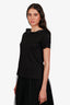 Fabiana Filippi Black Cotton Cold-Shoulder Beaded Detail T-Shirt Size 42