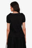 Fabiana Filippi Black Cotton Cold-Shoulder Beaded Detail T-Shirt Size 40