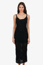 Fabiana Filippi Black Cotton Knit Crochet Midi Dress With Slip Size 38