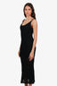 Fabiana Filippi Black Cotton Knit Crochet Midi Dress With Slip Size 38