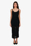 Fabiana Filippi Black Cotton Knit Crochet Midi Dress With Slip Size 38