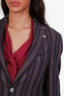 Ungaro Purple Linen/Cotton Striped Blazer Size 46