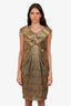 Marchesa Notte Gold Bow Midi Dress Size 6