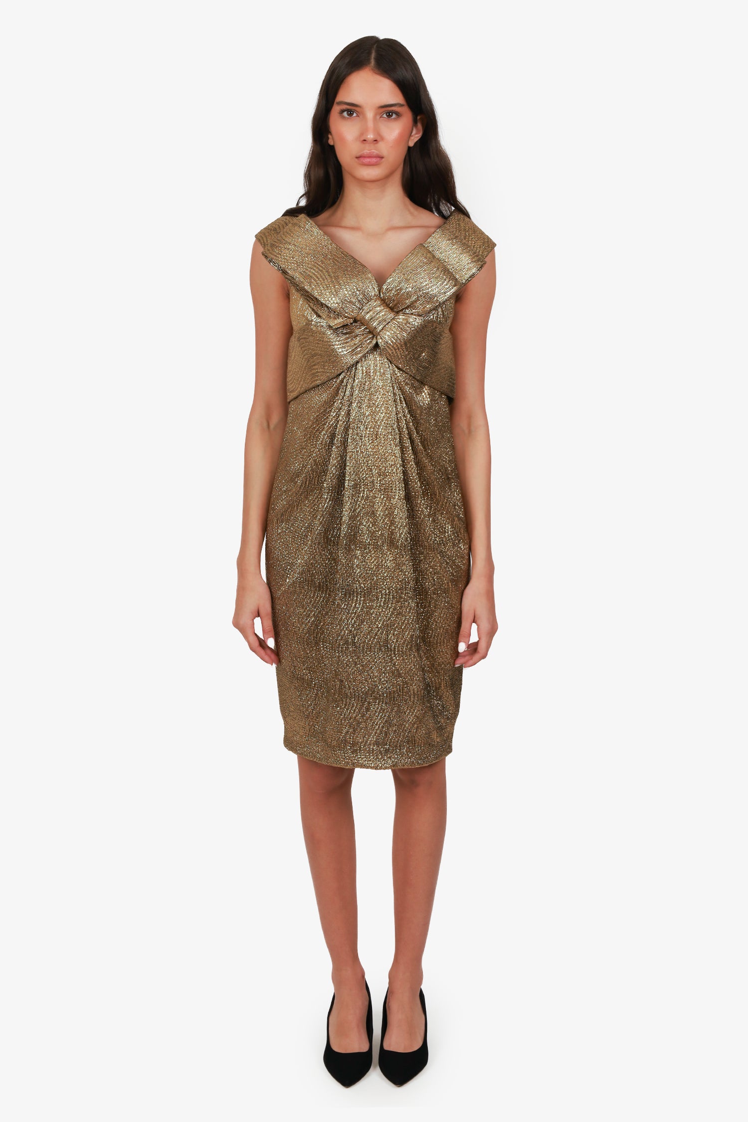 Marchesa Notte Gold Bow Midi Dress Size 6 Mine & Yours Marchesa Notte Gold Bow Midi Dress Size 6 Mine & Yours