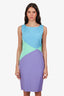 Versace Collection Blue/Green/Purple Midi Dress Size 46