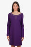 Versace Jeans Purple Crystal Embellished Long Sleeve Dress Size 50