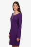 Versace Jeans Purple Crystal Embellished Long Sleeve Dress Size 50