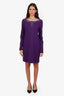Versace Jeans Purple Crystal Embellished Long Sleeve Dress Size 50