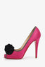Christian Louboutin Limited Edition Pink Satin 'Peace Of Shoe' Heels With Signature Size 39