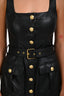 L'Agence Black Vegan Leather Buttoned Midi Dress Size 4