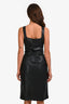 L'Agence Black Vegan Leather Buttoned Midi Dress Size 4