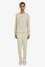 Peserico Light Yellow Straight Leg Pant + Sweater Set Size 44/46
