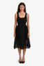 Pinko Black Perforated Lace Detail Sleeveless Midi Dress Size 6