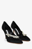 Manolo Blahnik Black Satin Crystal Embellished 'Nadira' Heels Size 35.5