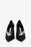 Manolo Blahnik Black Satin Crystal Embellished 'Nadira' Heels Size 35.5