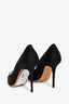 Manolo Blahnik Black Satin Crystal Embellished 'Nadira' Heels Size 35.5