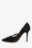 Manolo Blahnik Black Satin Crystal Embellished 'Nadira' Heels Size 35.5