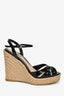 Gucci Black Guccissima Patent Espadrille Wedges Size 35