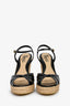 Gucci Black Guccissima Patent Espadrille Wedges Size 35