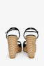 Gucci Black Guccissima Patent Espadrille Wedges Size 35