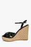 Gucci Black Guccissima Patent Espadrille Wedges Size 35
