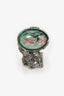 Saint Laurent Silver/Blue Arty Cocktail Ring Size 6