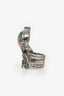 Saint Laurent Silver/Blue Arty Cocktail Ring Size 6