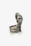 Saint Laurent Silver/Blue Arty Cocktail Ring Size 6