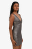 Herve Leger Silver Metallic V-Neck Mini Bandage Dress Size XS