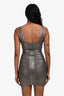 Herve Leger Silver Metallic V-Neck Mini Bandage Dress Size XS