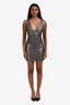 Herve Leger Silver Metallic V-Neck Mini Bandage Dress Size XS