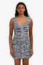 Balmain Blue/White Tweed  Button Detail Sleeveless Mini Dress Size 34