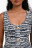 Balmain Blue/White Tweed  Button Detail Sleeveless Mini Dress Size 34