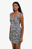 Balmain Blue/White Tweed  Button Detail Sleeveless Mini Dress Size 34