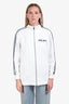 Miu Miu 2019 White Sequin Sleeve Zip Up Jacket Size S