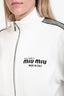 Miu Miu 2019 White Sequin Sleeve Zip Up Jacket Size S
