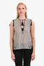 Isabel Marant Etoile Black/White Striped Cotton V-Neck Sleeveless Top Size 34
