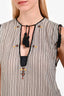 Isabel Marant Etoile Black/White Striped Cotton V-Neck Sleeveless Top Size 34