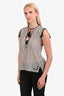 Isabel Marant Etoile Black/White Striped Cotton V-Neck Sleeveless Top Size 34