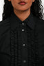 Dolce & Gabbana Black Cotton Ruffle Detail Button Down Shirt Size 40