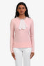 Louis Vuitton Vintage Pink Cotton/White Lace Collar Long Sleeve Top Estimated Size S