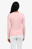 Louis Vuitton Vintage Pink Cotton/White Lace Collar Long Sleeve Top Estimated Size S