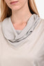 Fabiana Filippi Grey Cotton Beaded Cowl Neck Top Size L